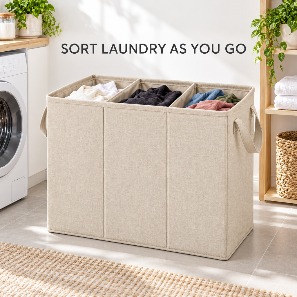 SortWeave Triple Laundry Hamper