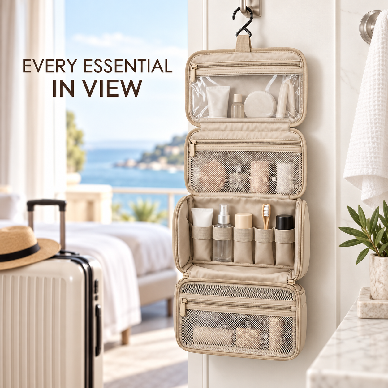 RollEase Hanging Toiletry Organizer
