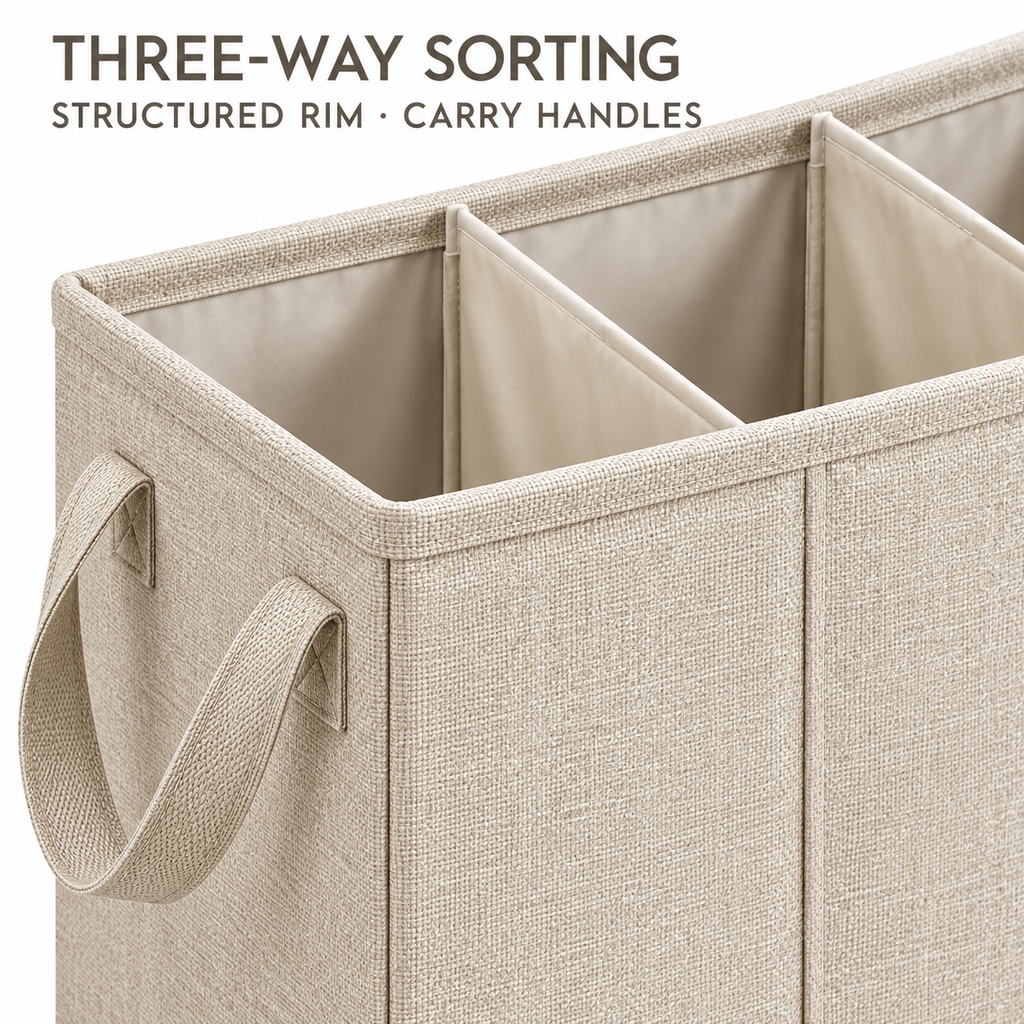 SortWeave Triple Laundry Hamper